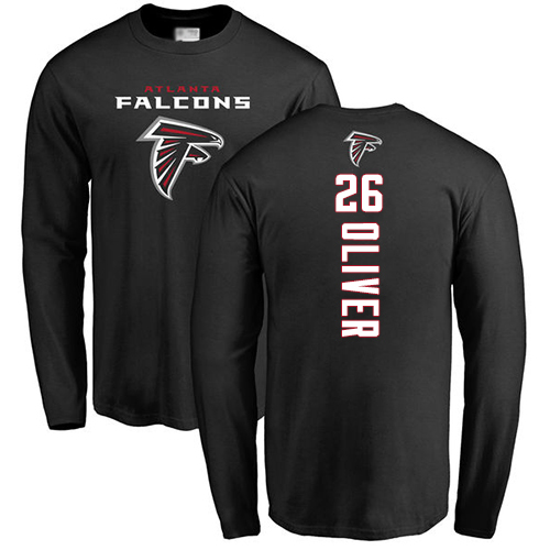Atlanta Falcons Men Black Isaiah Oliver Backer NFL Football #26 Long Sleeve T Shirt